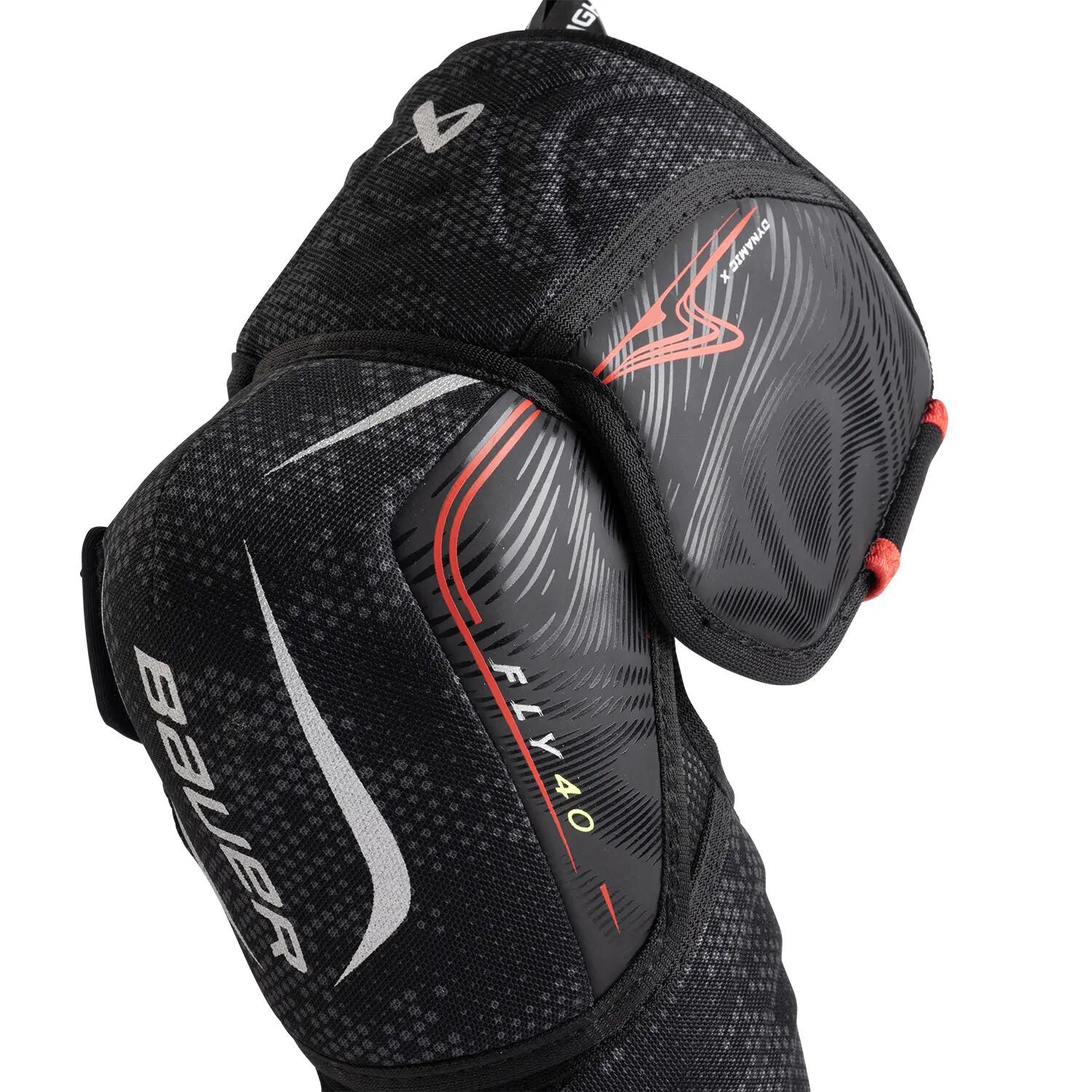 BAUER Vapor FLY40 Intermediate zwarte hockeyelleboogbeschermers voor kinderen 5/7