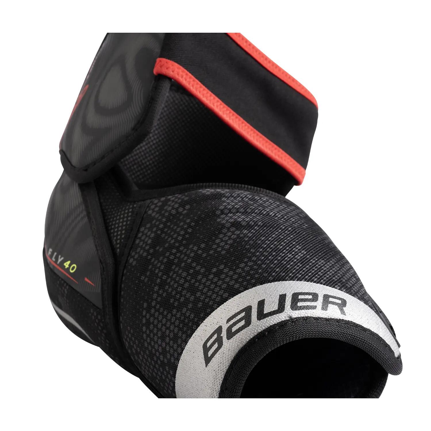 BAUER Vapor FLY40 Intermediate zwarte hockeyelleboogbeschermers voor kinderen 3/7