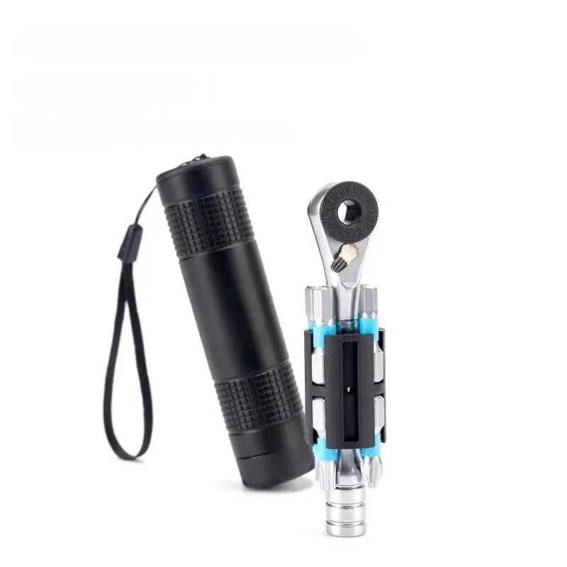 Llave trinquete portátil con puntas para reparación bicicleta 3/6