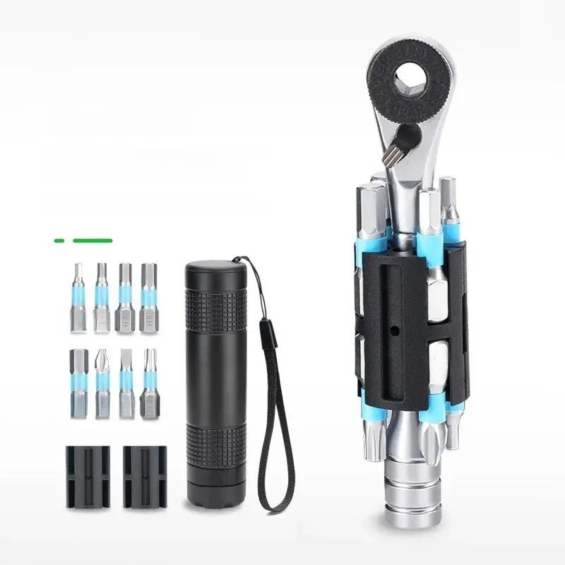 Llave trinquete portátil con puntas para reparación bicicleta 2/6