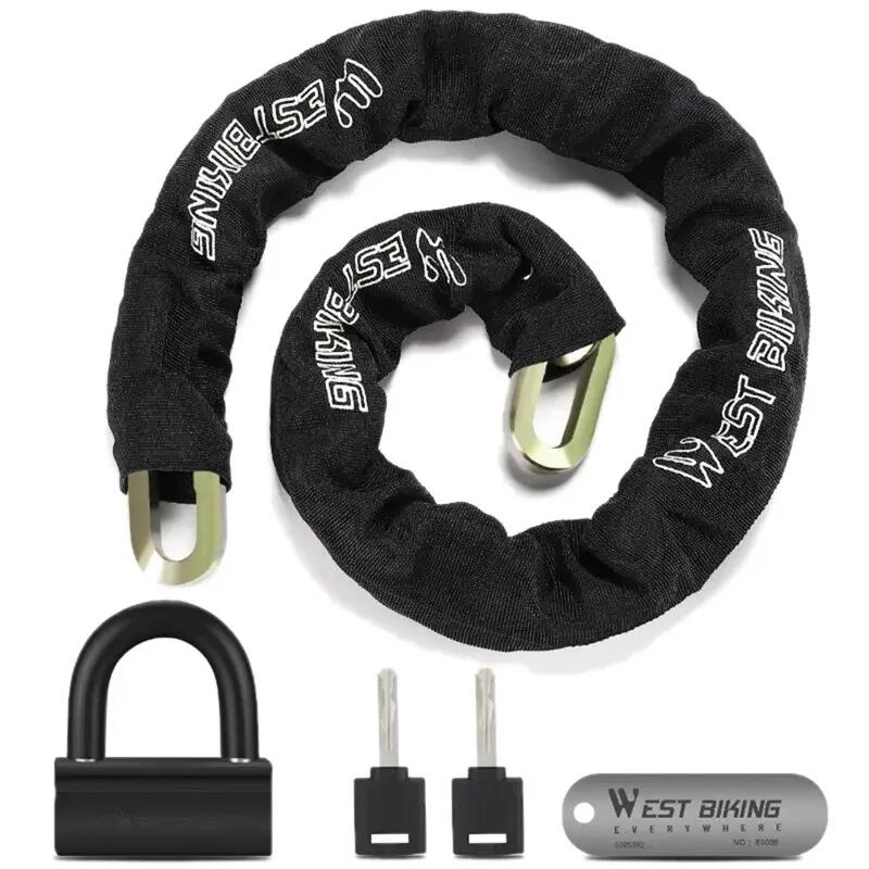 Antivol pour vélo et moto en acier allié avec chaîne en forme de U 1/7