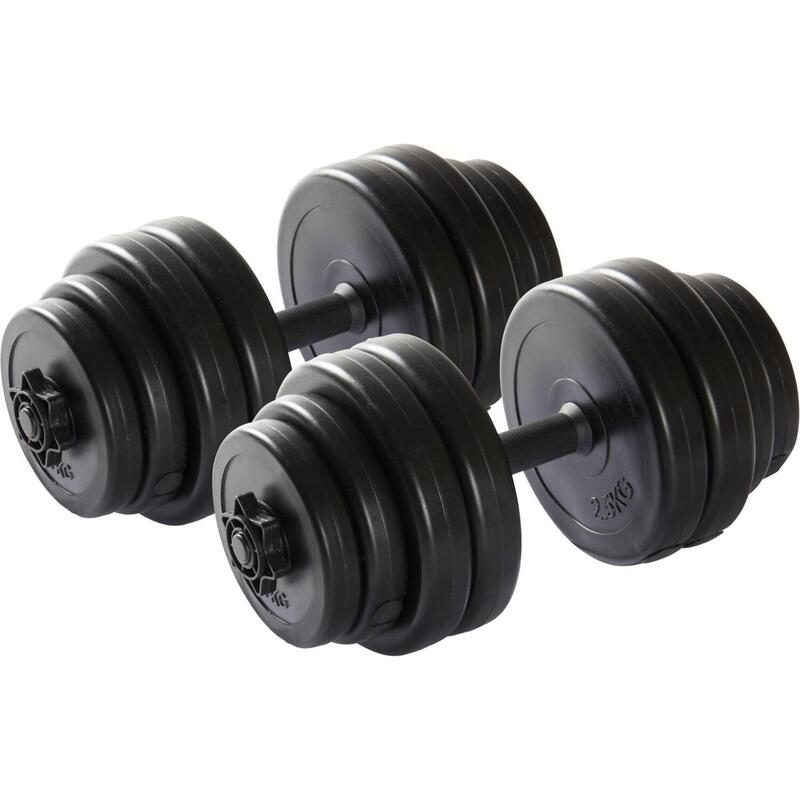 VirtuFit Verstelbare Dumbbellset - Halterset - Vinyl - Zwart - 2 x 15 kg (30 kg)