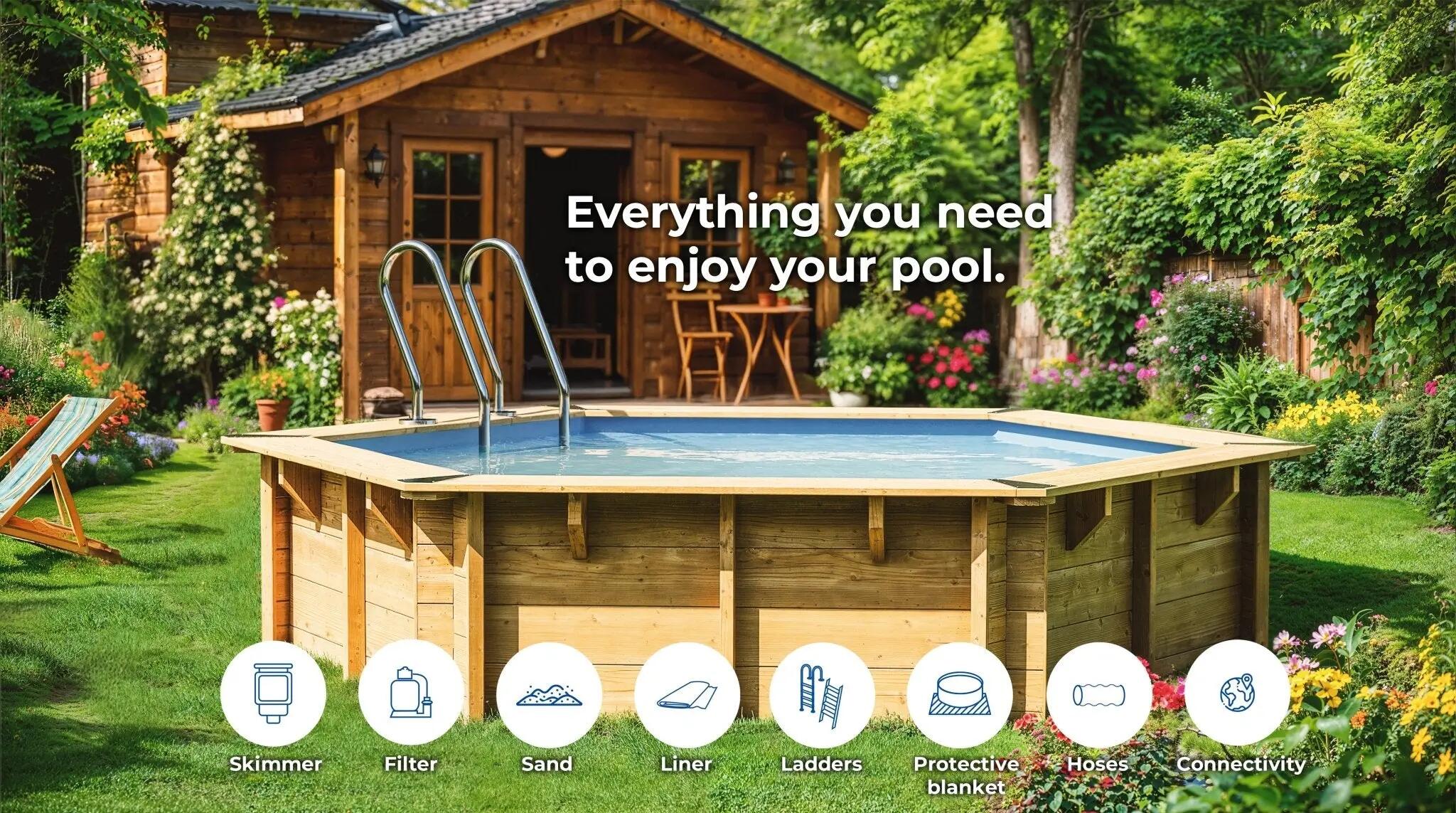 Piscina MADERA NATURAL 632 X 335 X 130 cm 8/11