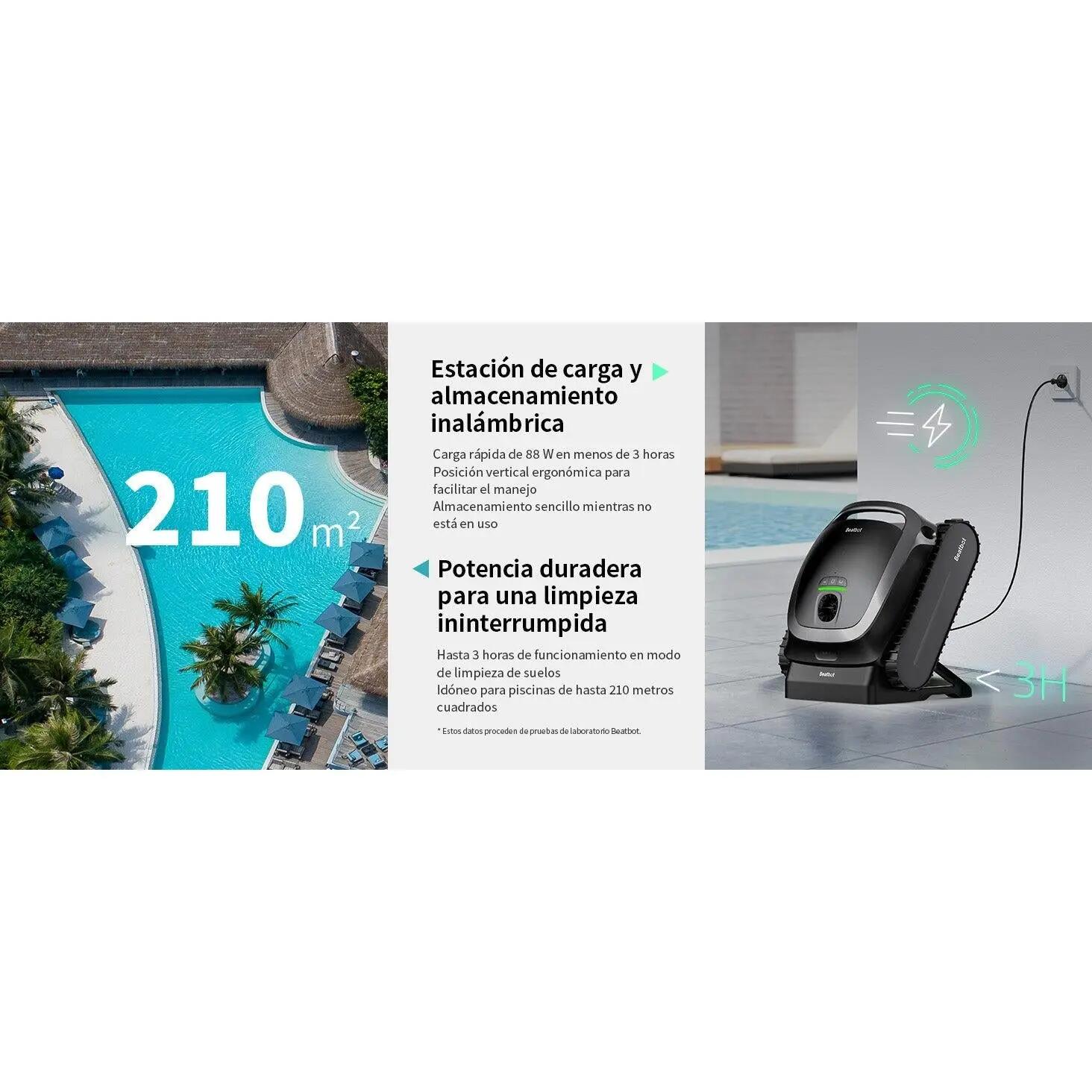 Robô de piscina sem fios Wifi Aquasense Beatbot - Fundo, Paredes, Linha água 11/11