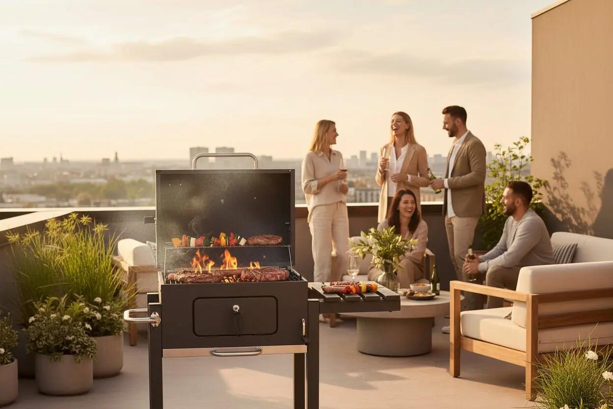 Barbecue a carbone con ruote per giardino e terrazza con griglia 57x42 cm 8/11
