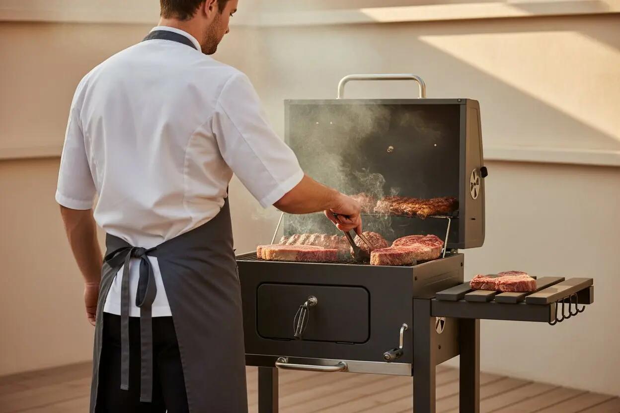 Barbecue a carbone con ruote per giardino e terrazza con griglia 57x42 cm 11/11