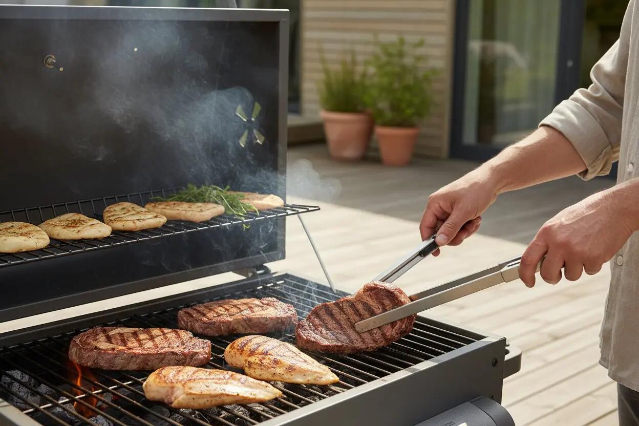Barbecue a carbone con ruote per giardino e terrazza con griglia 57x42 cm 10/11