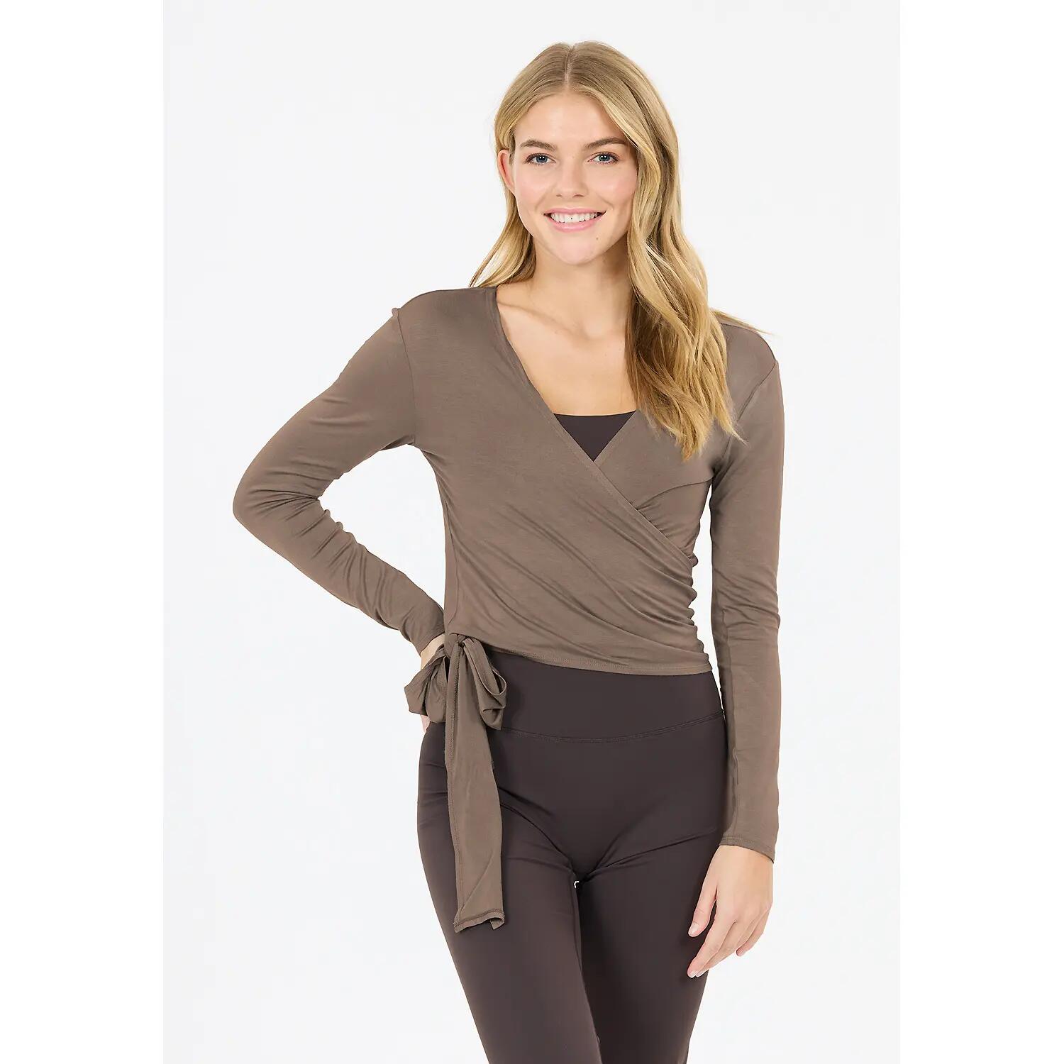 athlecia Walyn W Wikkelblouse van viscose met stretch – 1292 Greige 3/6