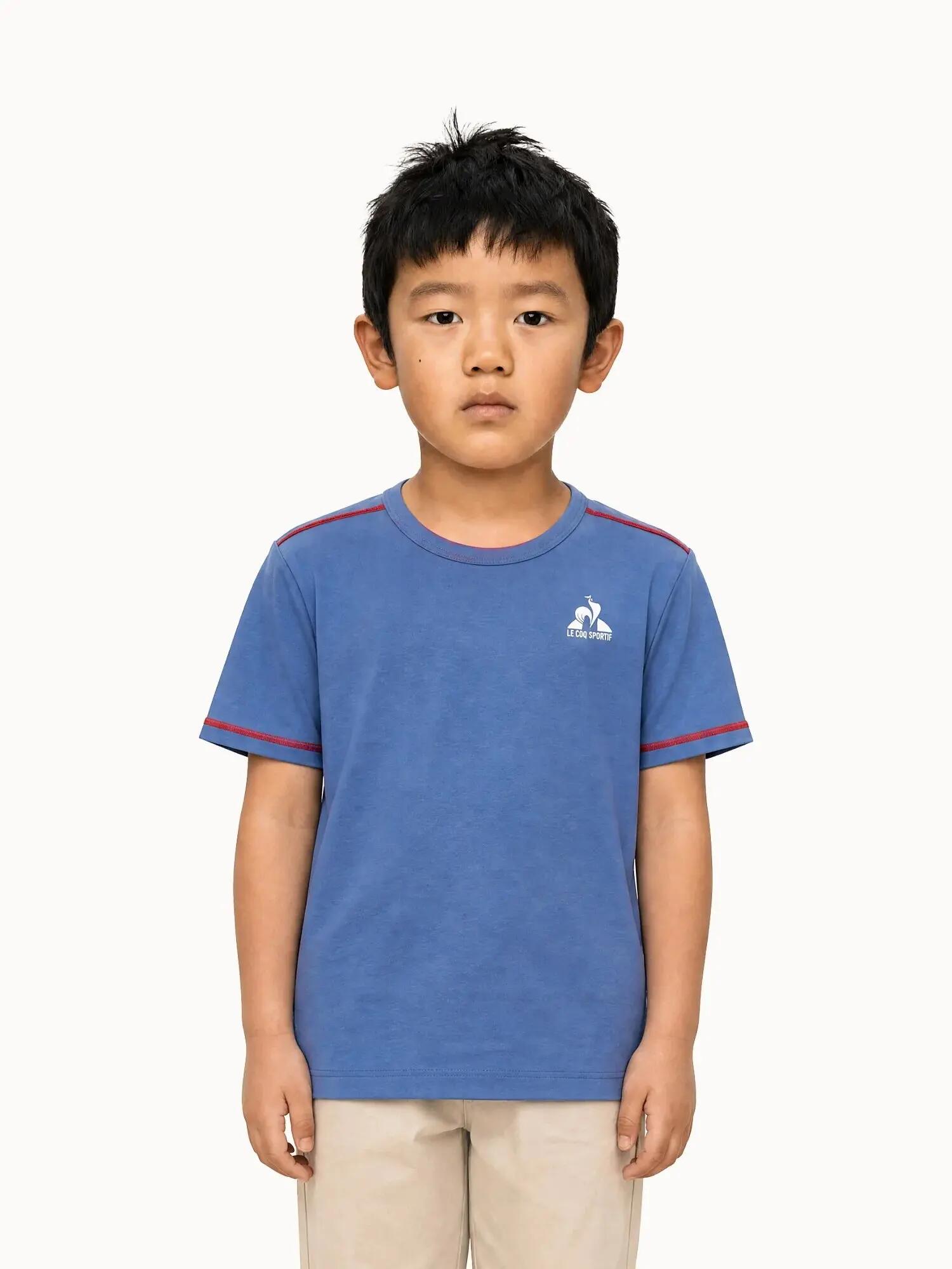T-shirt en jersey de coton avec bandes contrastées Tricolores 1/5