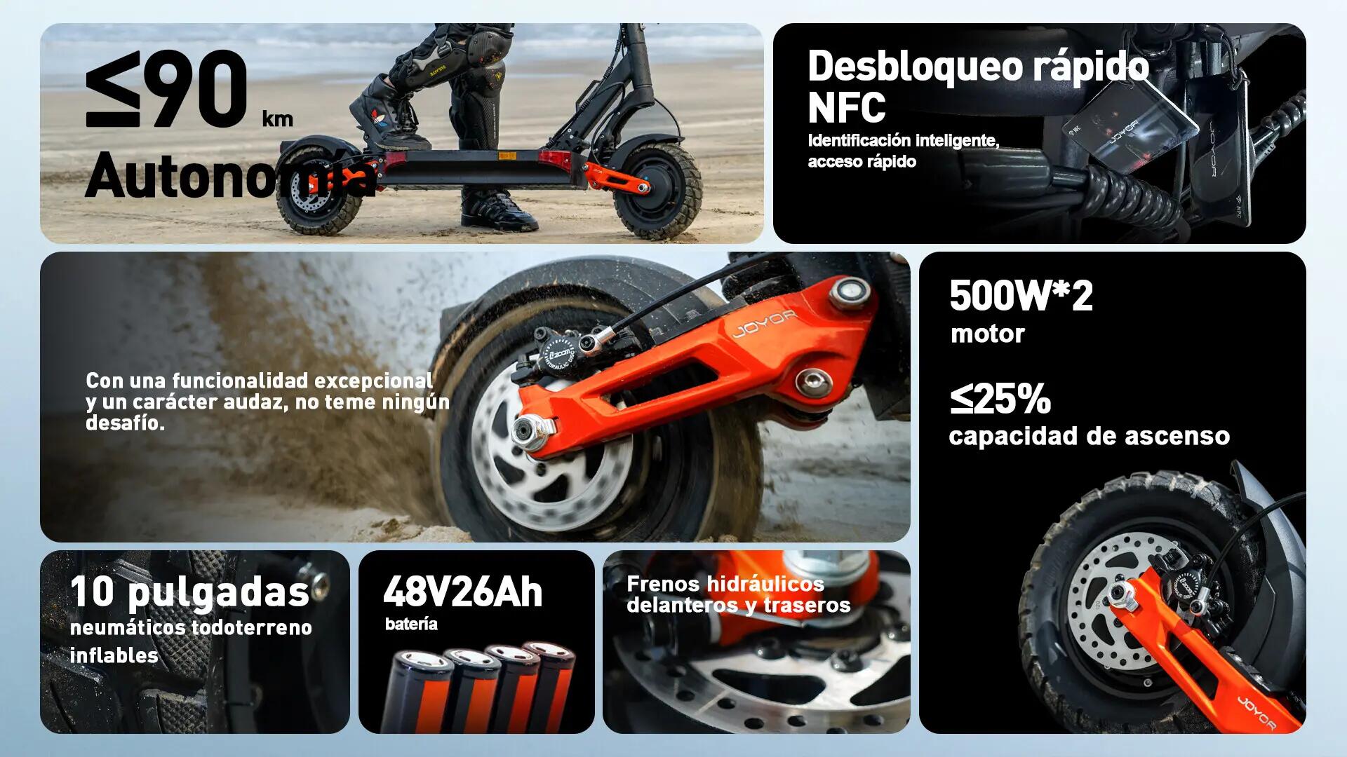 Trottinette électrique JOYOR T-PRO DGT 2 × 500W 25 km/h 7/10