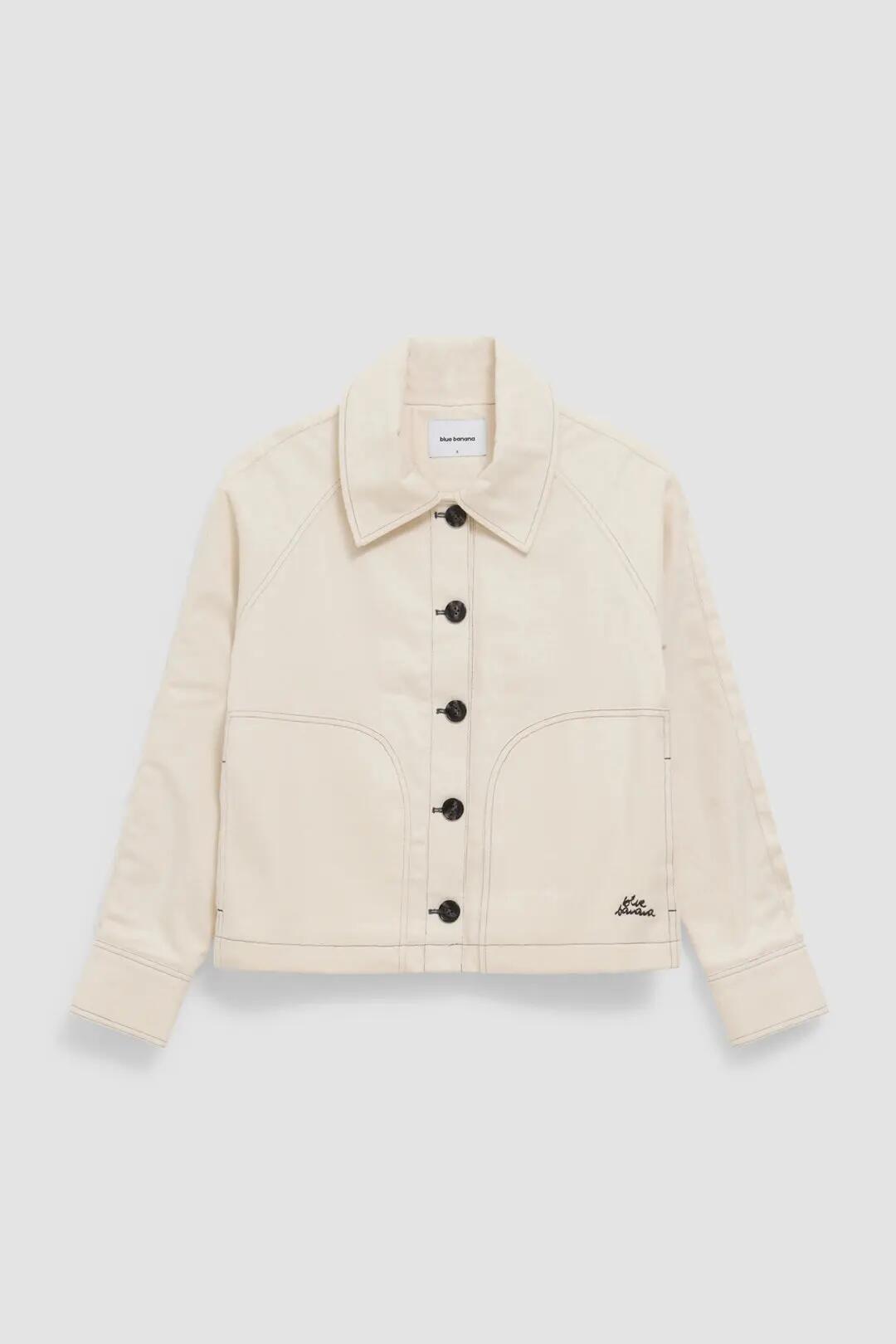 Chaqueta de Mujer Blue Banana de 100% Algodón Orgánico Yarrow Blanco Roto 4/4