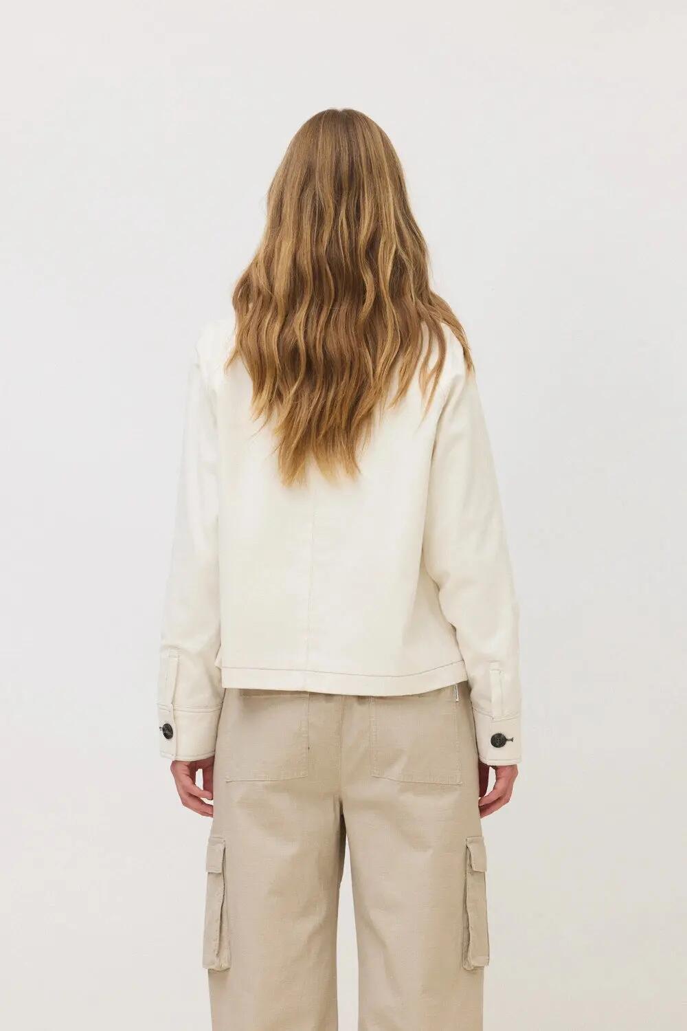 Chaqueta de Mujer Blue Banana de 100% Algodón Orgánico Yarrow Blanco Roto 2/4