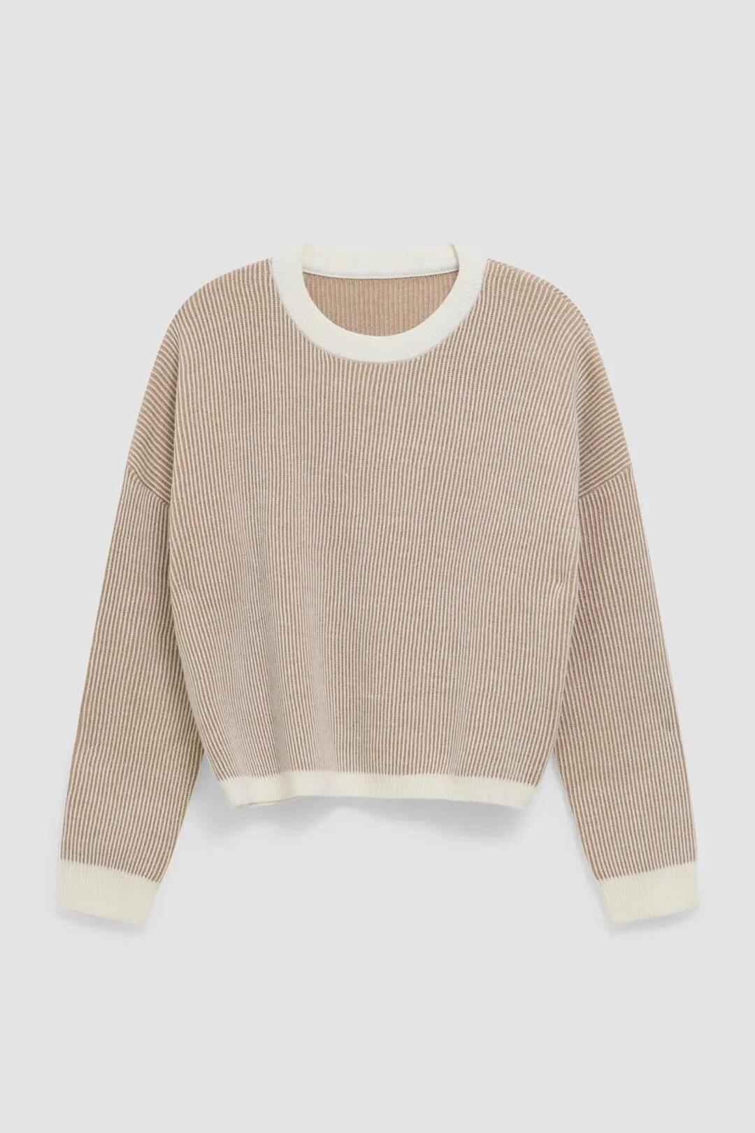 Jersey Knitted de Mujer Blue Banana Ribbed Camel 4/4