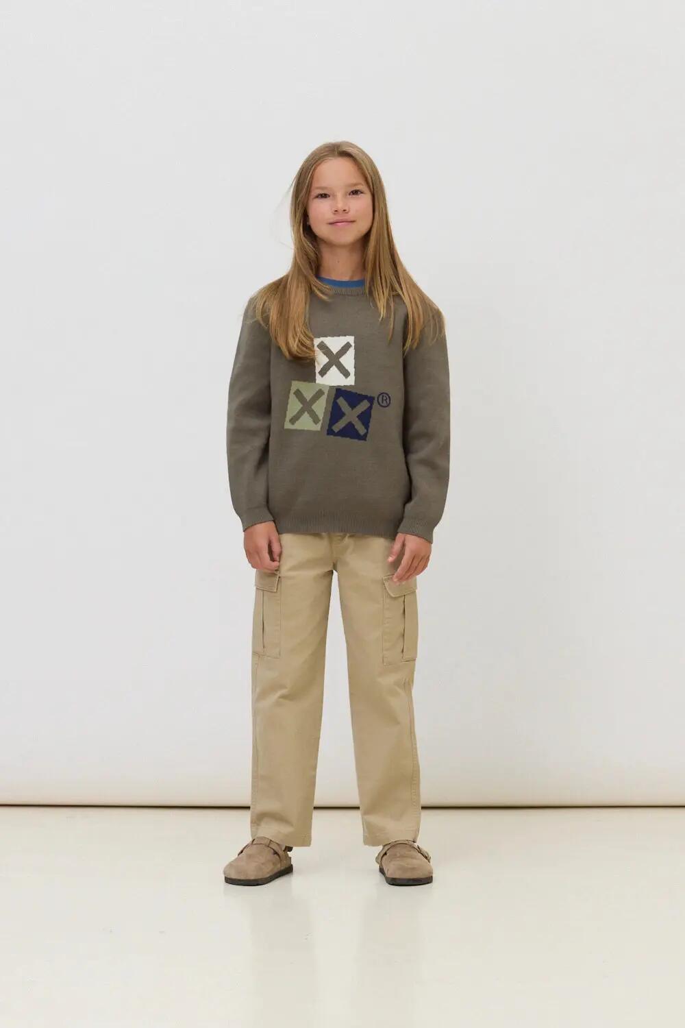 Jersey Knitted Kids Blue Banana Gravity Olive Green 3/4
