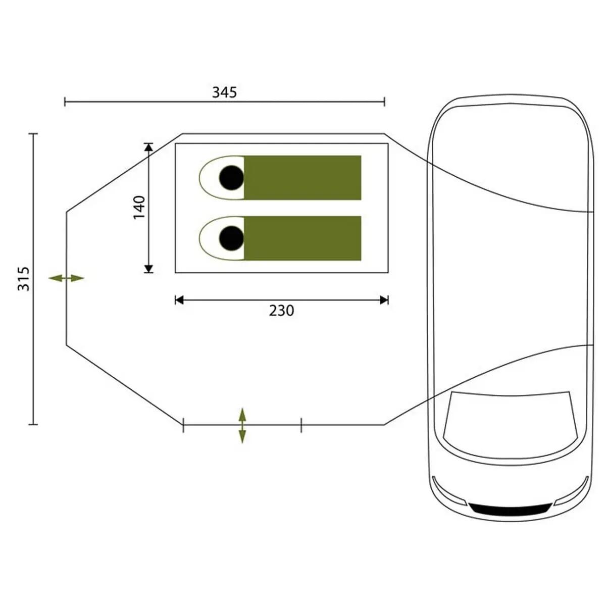 Voortent Aarhus Travel 2 - 2 personen - 1 slaapcabine - Voor bus, bestelwagen 13/15