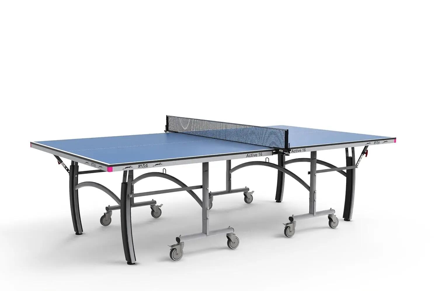 Active 16 Premium Table Tennis Table| Enhance Game with Full Size Indoor T.T Table | Ideal for Home & Club | Foldable with Wheels | Included Net, Cover, 2 ITTF Bats & 3 Balls -  1
