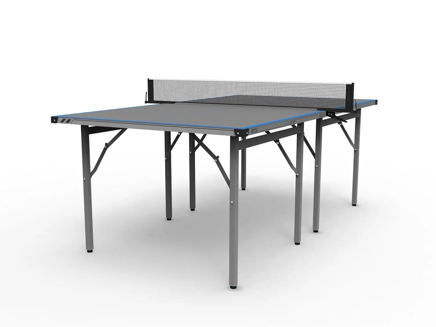 Midi Table Tennis Table| Mid-Size Indoor-Outdoor Portable T.T Table with 12mm Top Thickness| Easily Foldable Space Saving Ping Pong Table-(1 Clamp Net Set Included) -  1