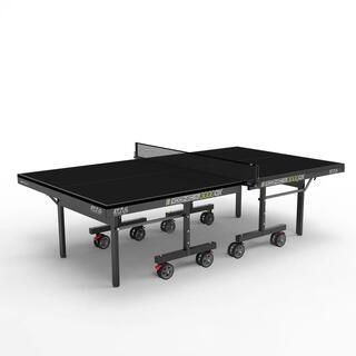 3000 DX Table Tennis Table | 25mm Pro Tec25 Tournament Surface | Full-Size Indoor Ping Pong Table | TTFI Approved | Foldable with Wheels | Includes Net, Rackets & Balls | Black