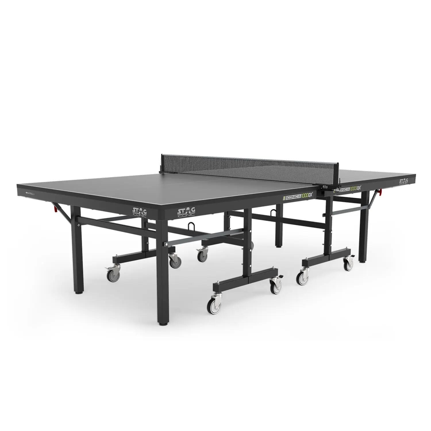 1000 DX Table Tennis Table | 25mm Indoor Professional TT Table | Foldable, Lockable Wheels | with Net, 2 Rackets, 3 Balls | TTFI Approved | Full-Size 9x5 ft | Black -  1