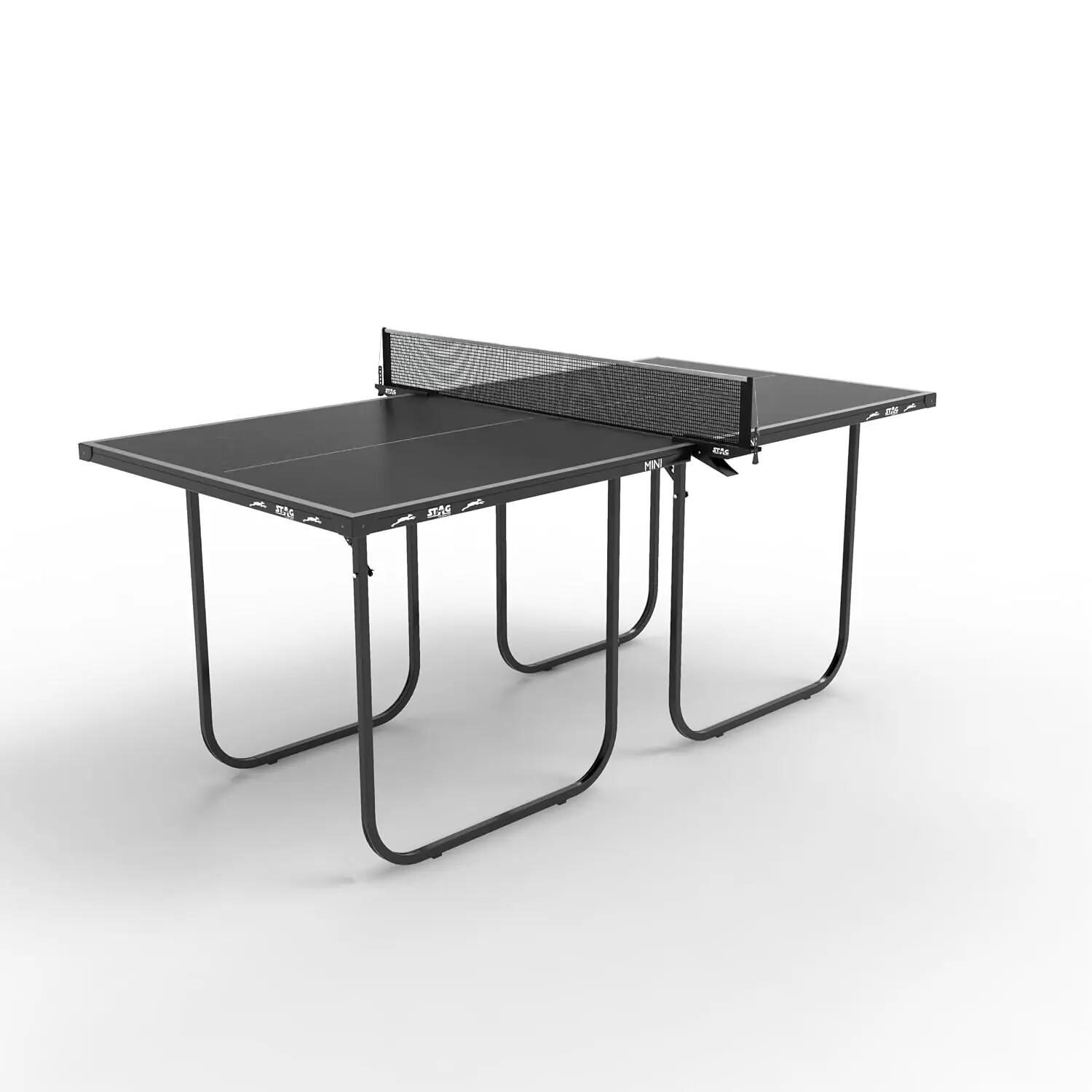 Mini Series Table Tennis Table | Compact 12mm Indoor Ping Pong Table with Foldable Design, Durable Steel Frame & Net Set | Space-Saving Table for Home, Kids & Recreation (Black/Grey) -  1