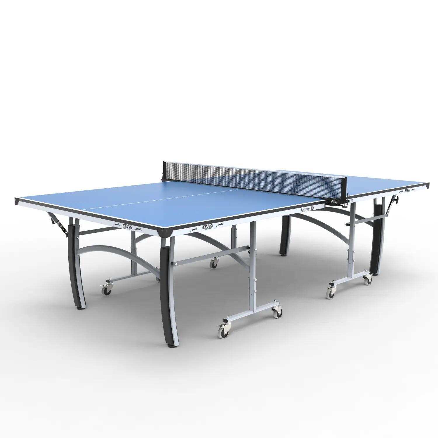 Active 19 Premium Table Tennis Table | Enhance Game with Full Size Indoor T.T Table | Ideal for Home & Club | Foldable with Wheels | Included Net, Cover, 2 Bats & 3 Balls -  1