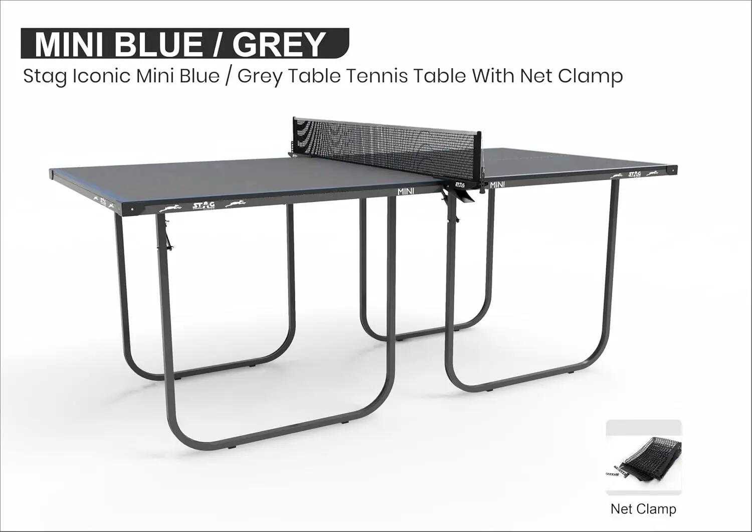 Mini Series Table Tennis Table | Compact 12mm Indoor Ping Pong Table with Foldable Design, Durable Steel Frame & Net Set | Space-Saving Table for Home, Kids & Recreation (Blue/Grey) -  5