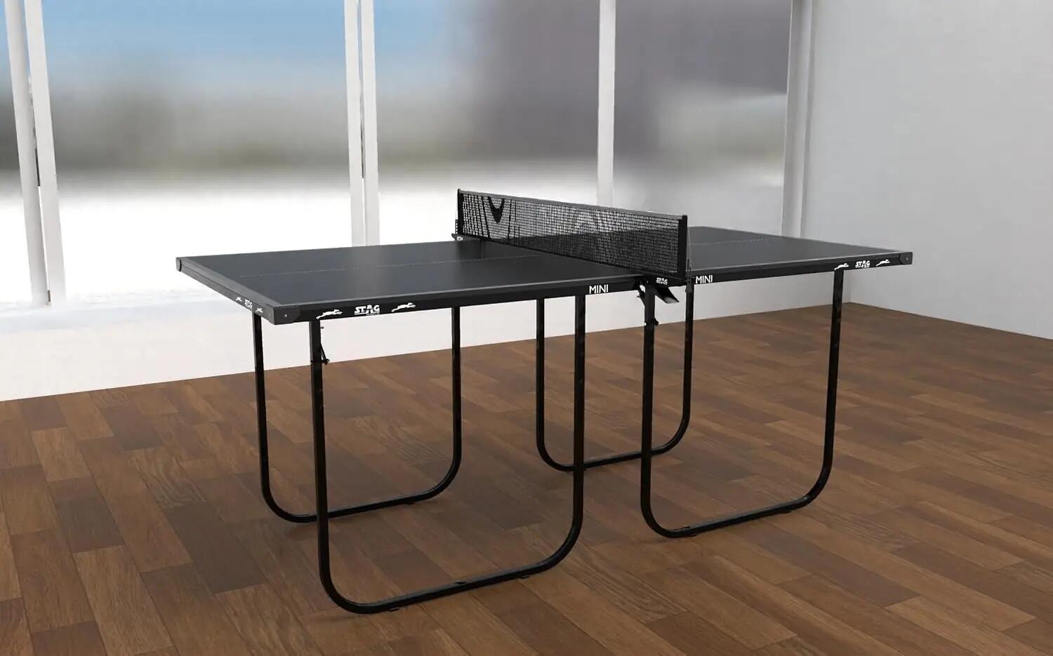 Mini Series Table Tennis Table | Compact 12mm Indoor Ping Pong Table with Foldable Design, Durable Steel Frame & Net Set | Space-Saving Table for Home, Kids & Recreation (Black/Grey) -  5