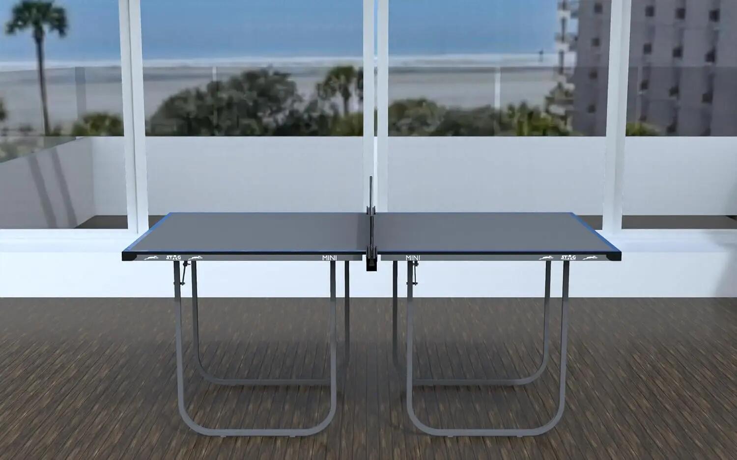 Mini Series Table Tennis Table | Compact 12mm Indoor Ping Pong Table with Foldable Design, Durable Steel Frame & Net Set | Space-Saving Table for Home, Kids & Recreation (Blue/Grey) -  4