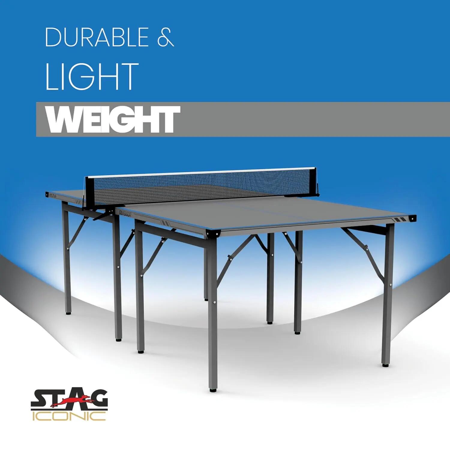 Midi Series Table Tennis Table – Mid-Size Portable Indoor/Outdoor Ping Pong Table, Foldable Space-Saving Design (SI-MIDITable-(Bluegrey)-M24) -  4