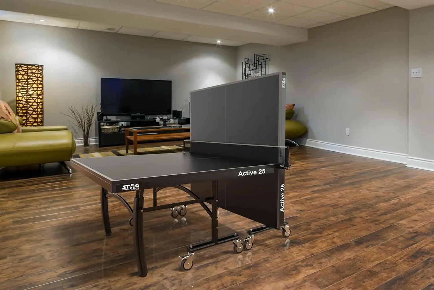 Active 25 Table Tennis Table | Full Size Professional Indoor Table | 25mm Top with Anti-Glare Finish | Includes Net Set, Table Cover, 2 Rackets & 3 Balls | Black-Grey -  5