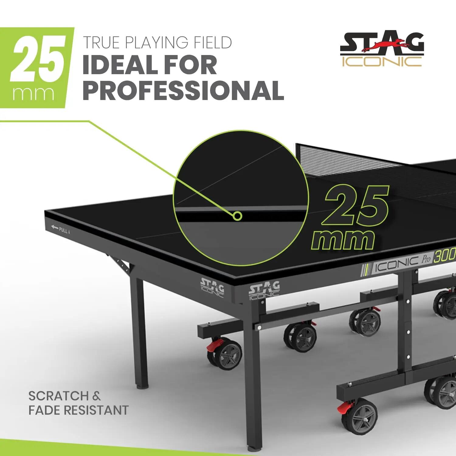 3000 DX Table Tennis Table | 25mm Pro Tec25 Tournament Surface | Full-Size Indoor Ping Pong Table | TTFI Approved | Foldable with Wheels | Includes Net, Rackets & Balls | Black -  5