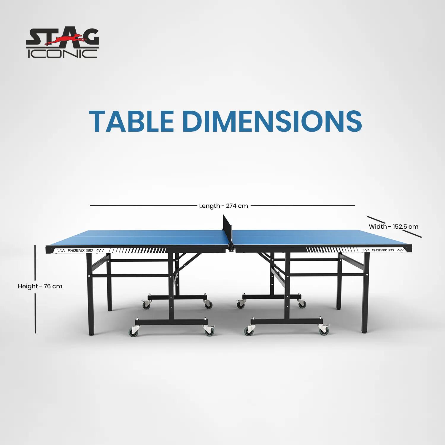 Phoenix 180 Indoor Premium Table Tennis Table 18MM Top Laminated Board Including (2 TT Rackets, 3 Balls & Table Cover) -  5