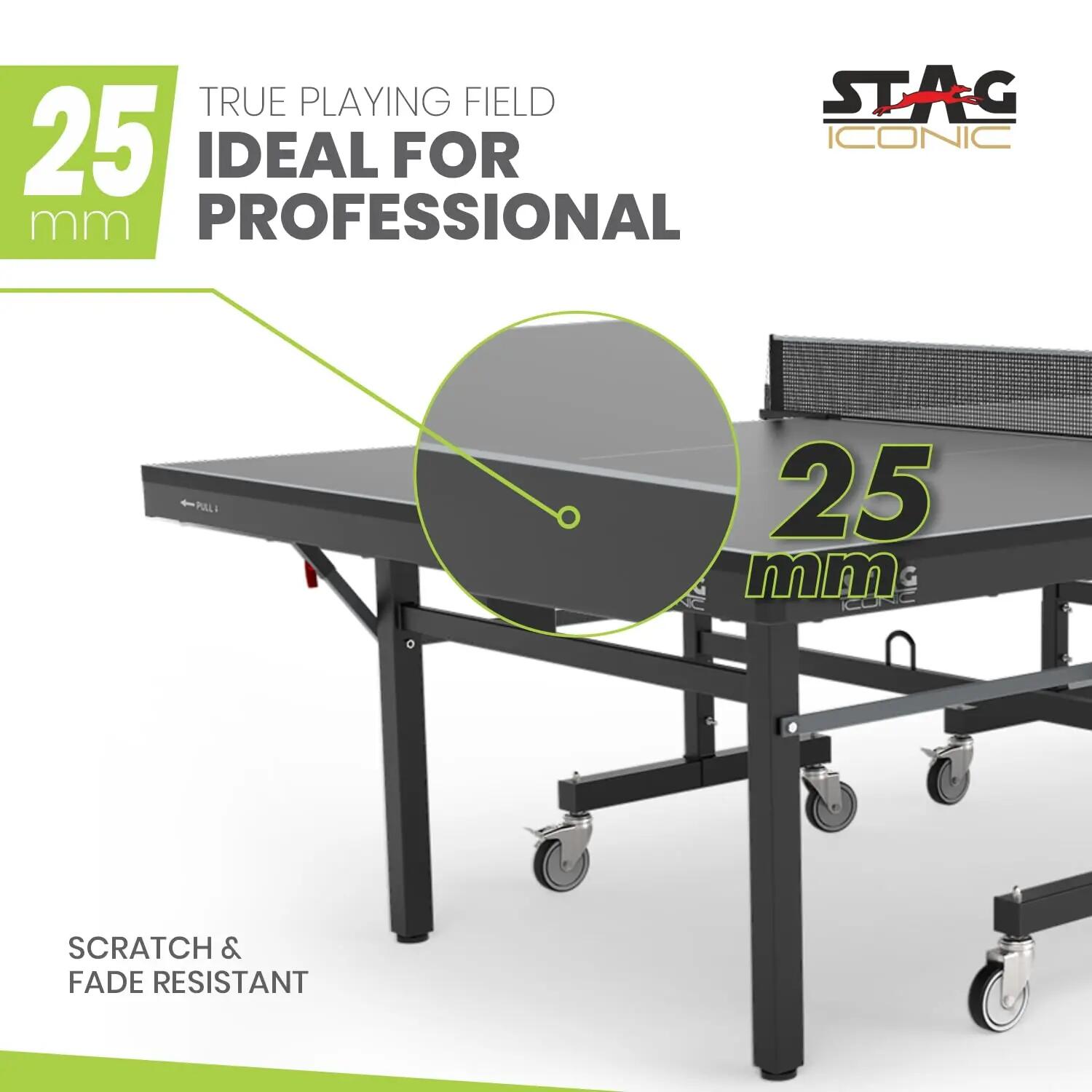 1000 DX Table Tennis Table | 25mm Indoor Professional TT Table | Foldable, Lockable Wheels | with Net, 2 Rackets, 3 Balls | TTFI Approved | Full-Size 9x5 ft | Black -  4