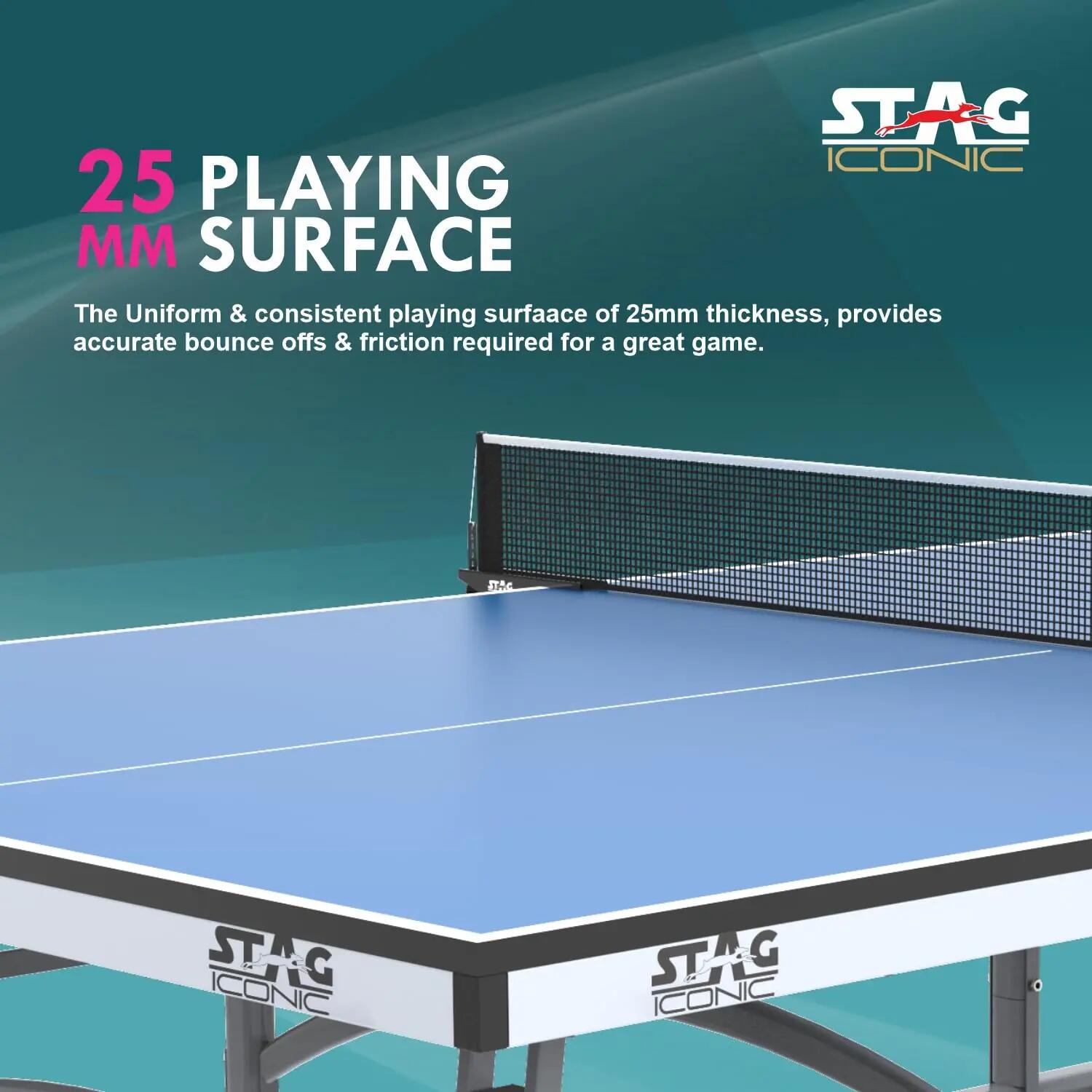 Active 25 Premium Table Tennis Table | Enhance Game with Full Size Indoor T.T Table | Ideal for Home & Club | Foldable with 4” Wheels | Included Net, Cover, 2 Bats & 3 Balls -  4