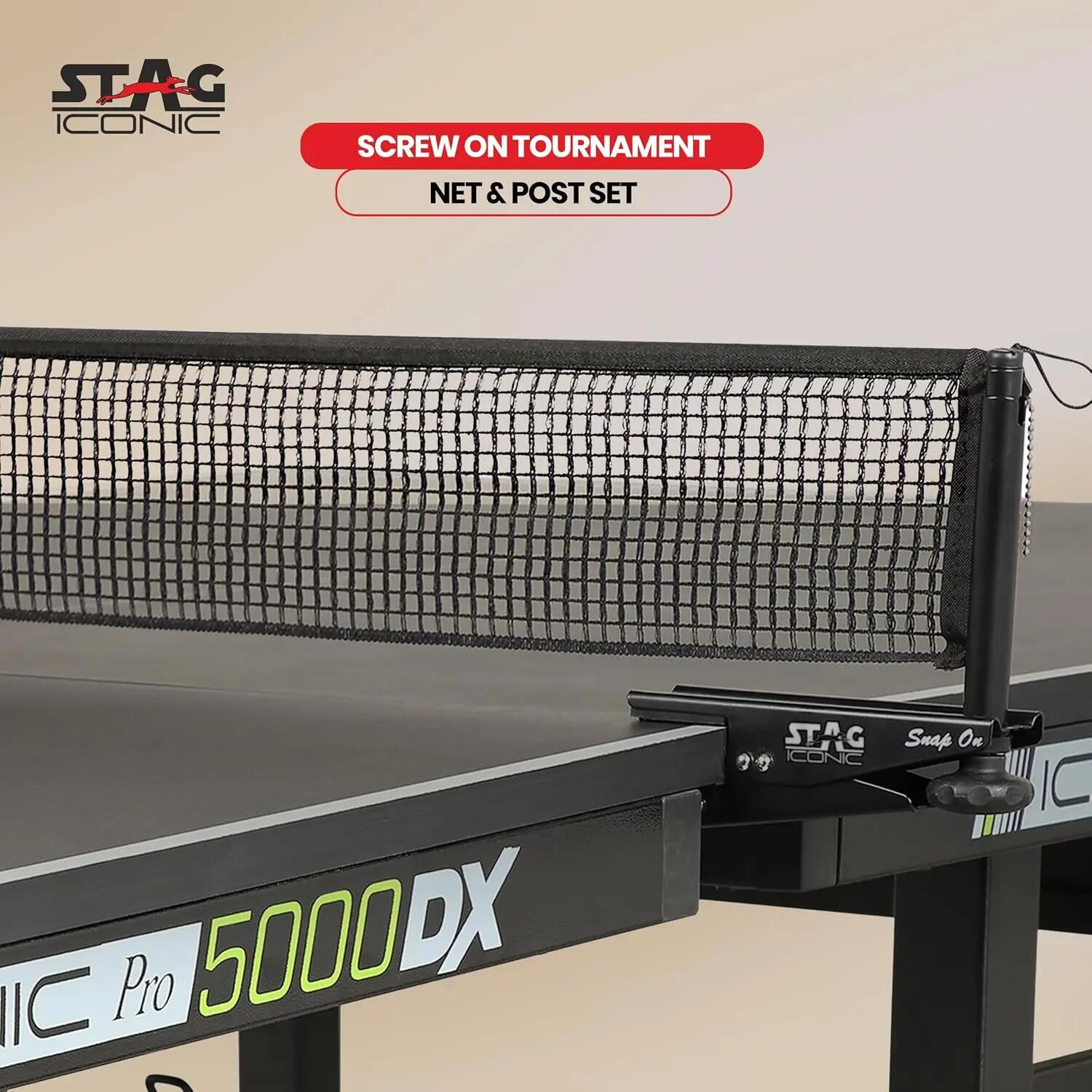 5000 DX Table Tennis Table | 25mm Dupont Anti-Glare Tournament Surface | Full-Size Indoor Ping Pong Table | TTFI Approved | Includes Net, Rackets & Balls | Black -  4