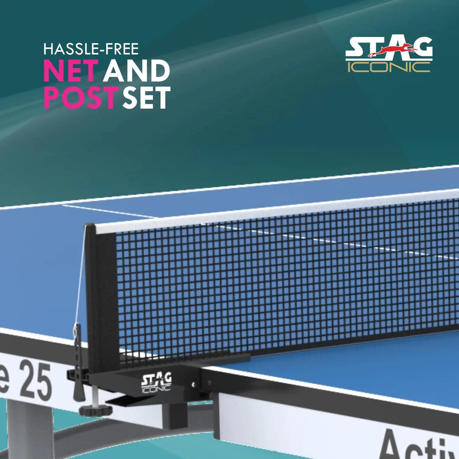 Active 25 Premium Table Tennis Table | Enhance Game with Full Size Indoor T.T Table | Ideal for Home & Club | Foldable with 4” Wheels | Included Net, Cover, 2 Bats & 3 Balls -  3