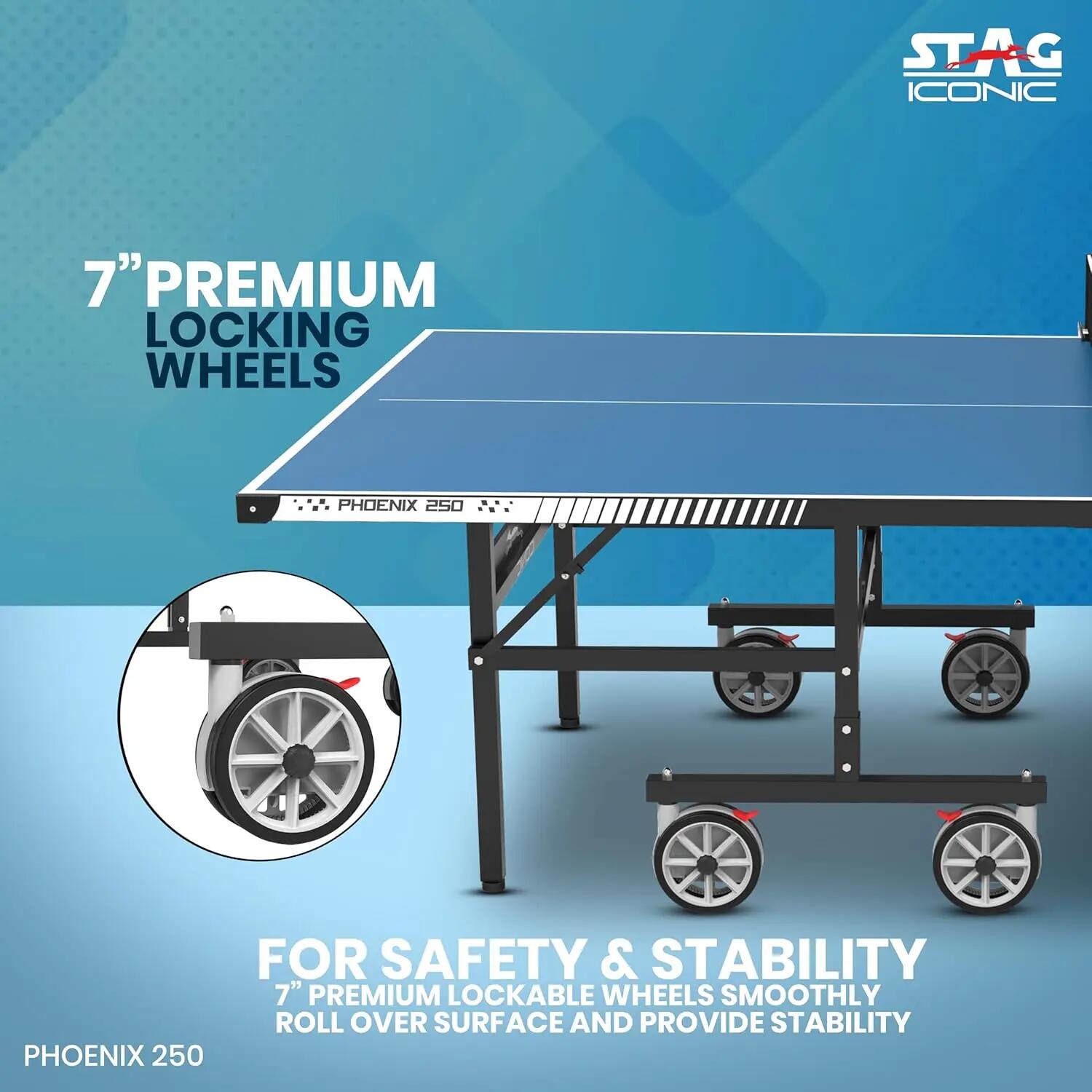 Phoenix 250 Indoor Premium Table Tennis Table 25MM Top Laminated Board Including (2 TT Rackets, 3 Balls & Table Cover) -  4