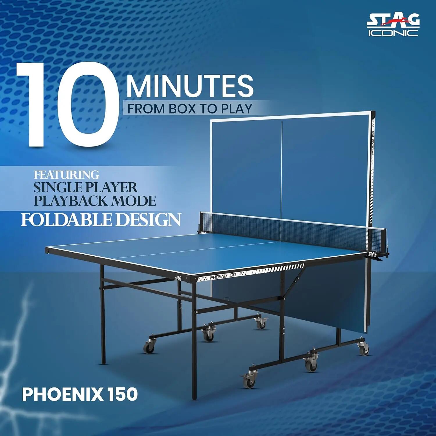 New Launch Phoenix 150 Indoor Premium Table Tennis Table 15MM Top Laminated Board Including (2 TT Rackets, 3 Balls & Table Cover) -  3