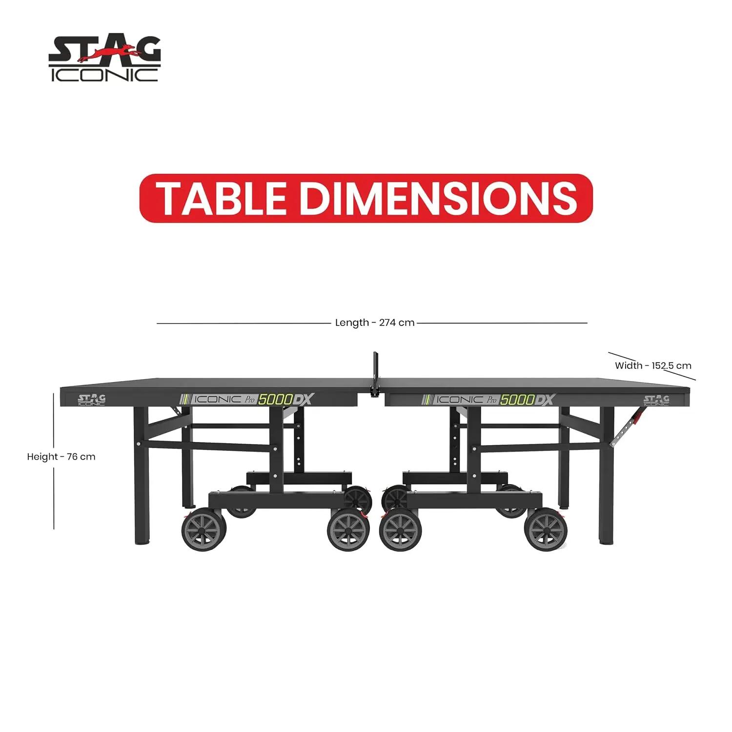 5000 DX Table Tennis Table | 25mm Dupont Anti-Glare Tournament Surface | Full-Size Indoor Ping Pong Table | TTFI Approved | Includes Net, Rackets & Balls | Black -  2