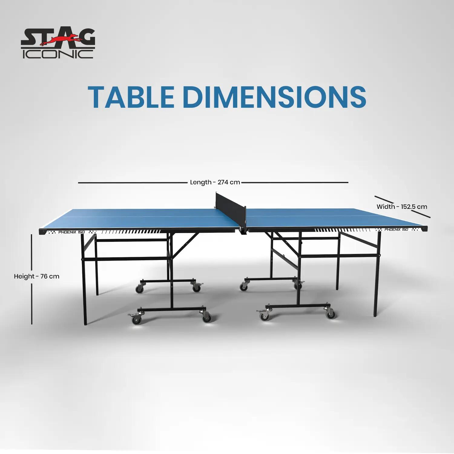 New Launch Phoenix 150 Indoor Premium Table Tennis Table 15MM Top Laminated Board Including (2 TT Rackets, 3 Balls & Table Cover) -  2