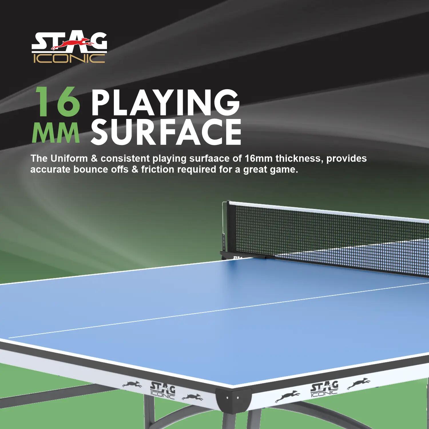 Active 16 Premium Table Tennis Table| Enhance Game with Full Size Indoor T.T Table | Ideal for Home & Club | Foldable with Wheels | Included Net, Cover, 2 ITTF Bats & 3 Balls -  3