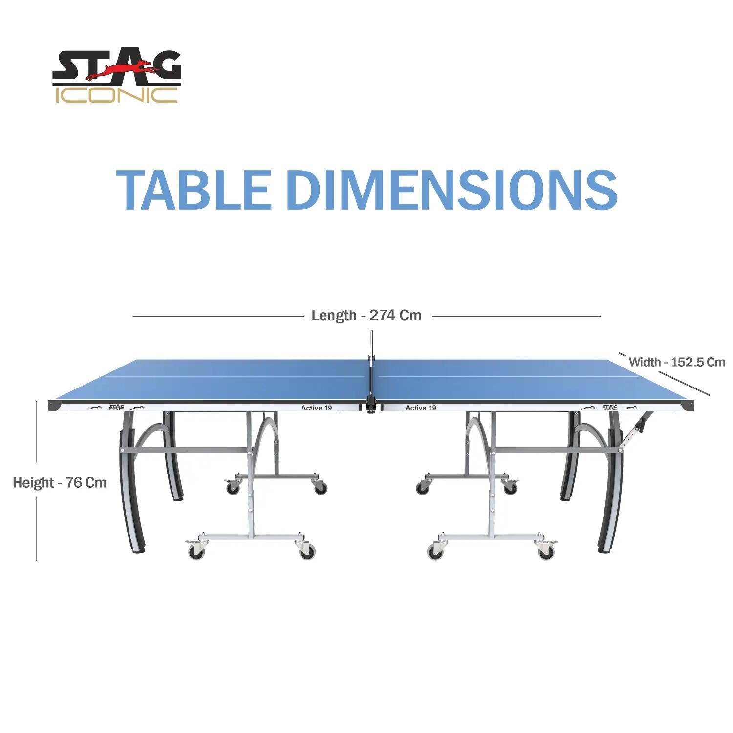 Active 19 Premium Table Tennis Table | Enhance Game with Full Size Indoor T.T Table | Ideal for Home & Club | Foldable with Wheels | Included Net, Cover, 2 Bats & 3 Balls -  2