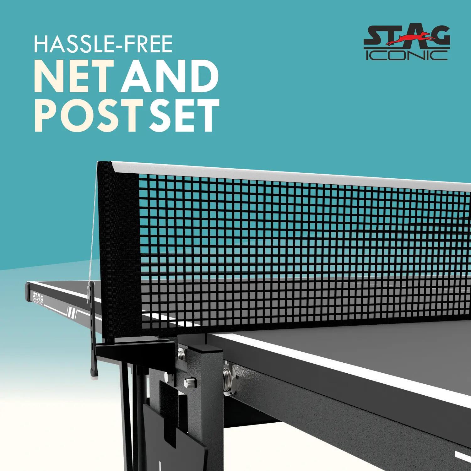 Stealth Table Tennis Table | Full Size 9x5 FT Indoor Professional Ping Pong Table | 18mm Anti-Glare Board | Foldable with Wheels & Solo Playback | Net, Cover, 2 Rackets & 6 Balls -  2