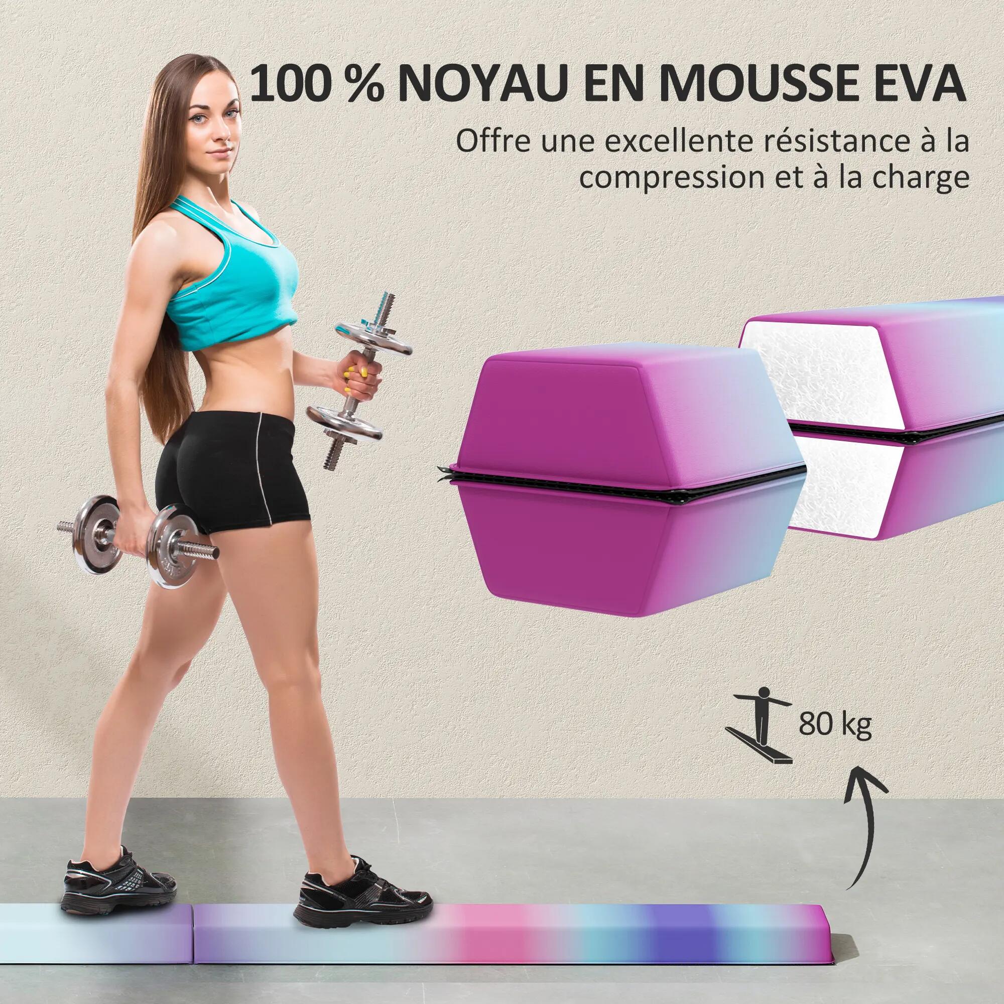 Poutre gymnastique pliable 236 cm revêtement PVC multicolore 5/5