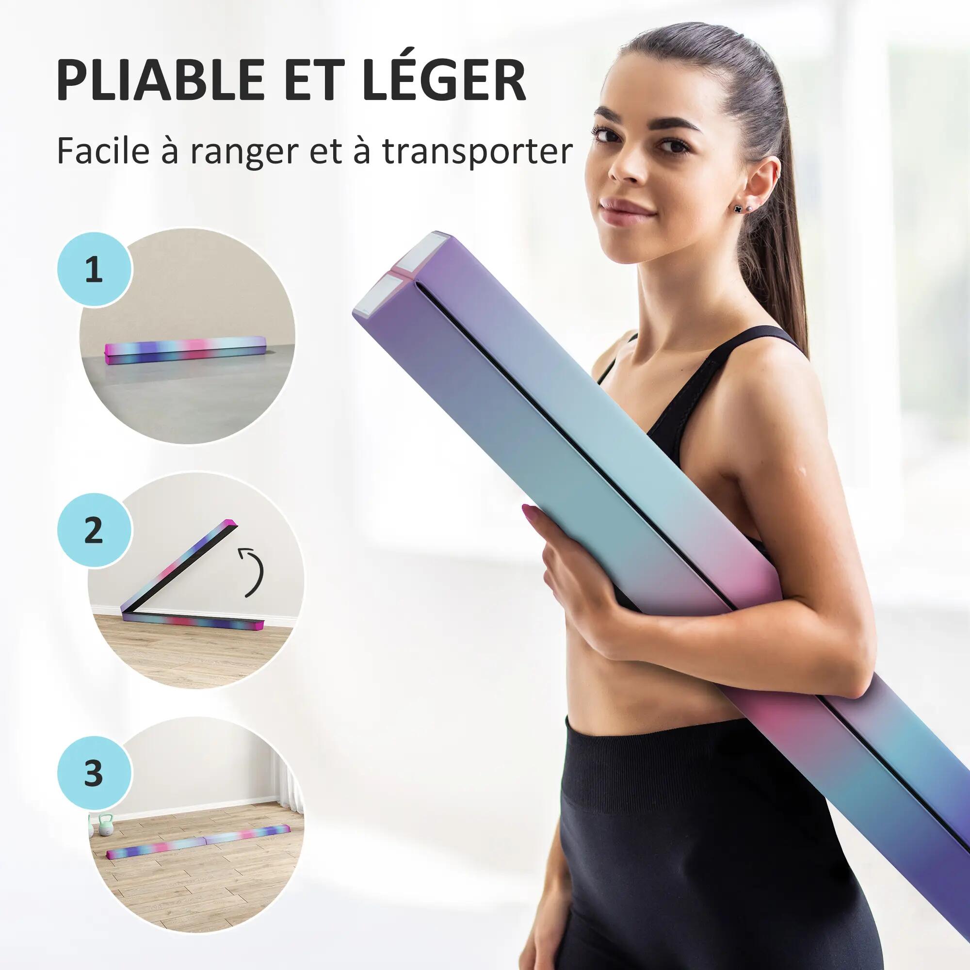 Poutre gymnastique pliable 236 cm revêtement PVC multicolore 4/5