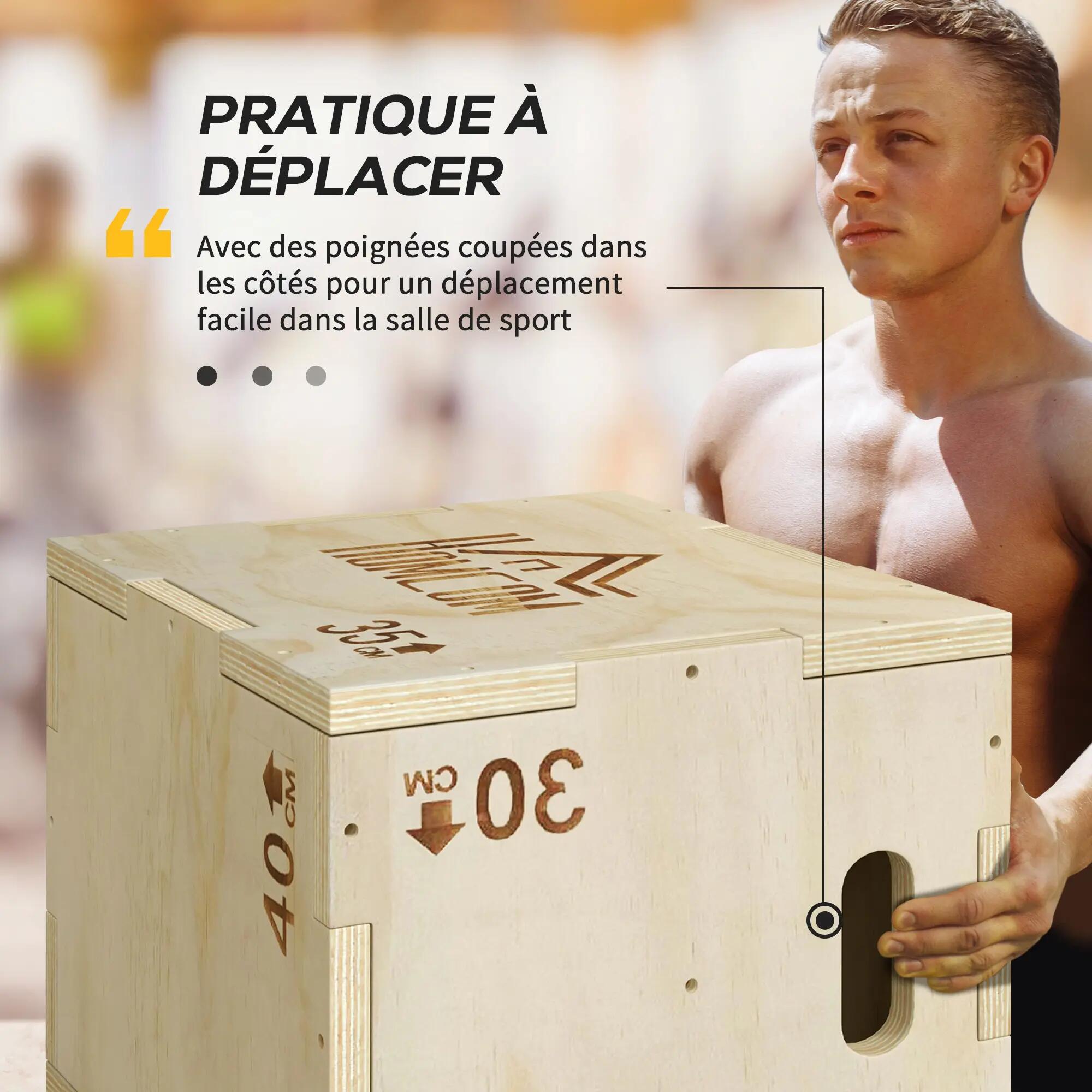 Box jump - box de pliométrie - 3 hauteurs 40/35/30H cm - max. 120 Kg - bois 5/5