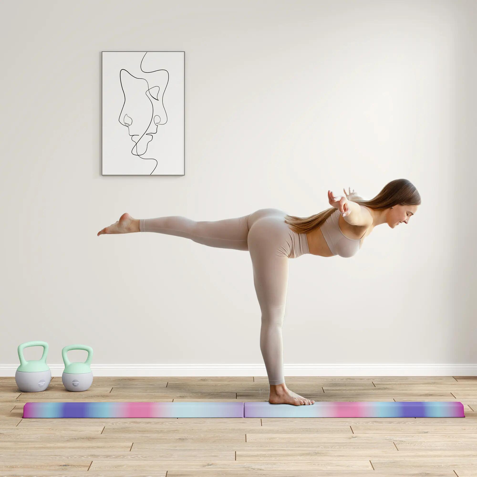 Poutre gymnastique pliable 236 cm revêtement PVC multicolore 2/5
