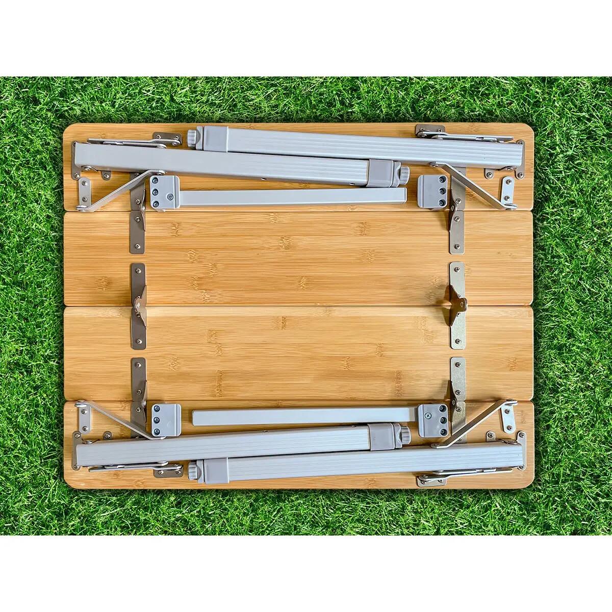 Opvouwbare kampeertafel van bamboe en aluminium Tolja - 65x50 cm 10/13