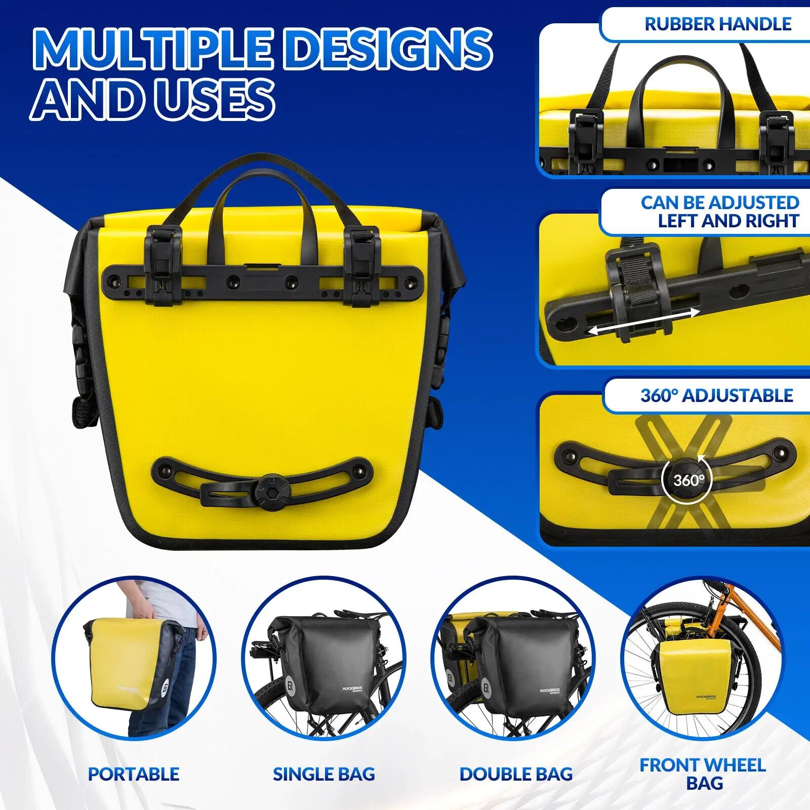 Sacoche de Vélo Étanche Porte-Bagage Sac de Rangement 12-16L une Pièce Noir 9/9