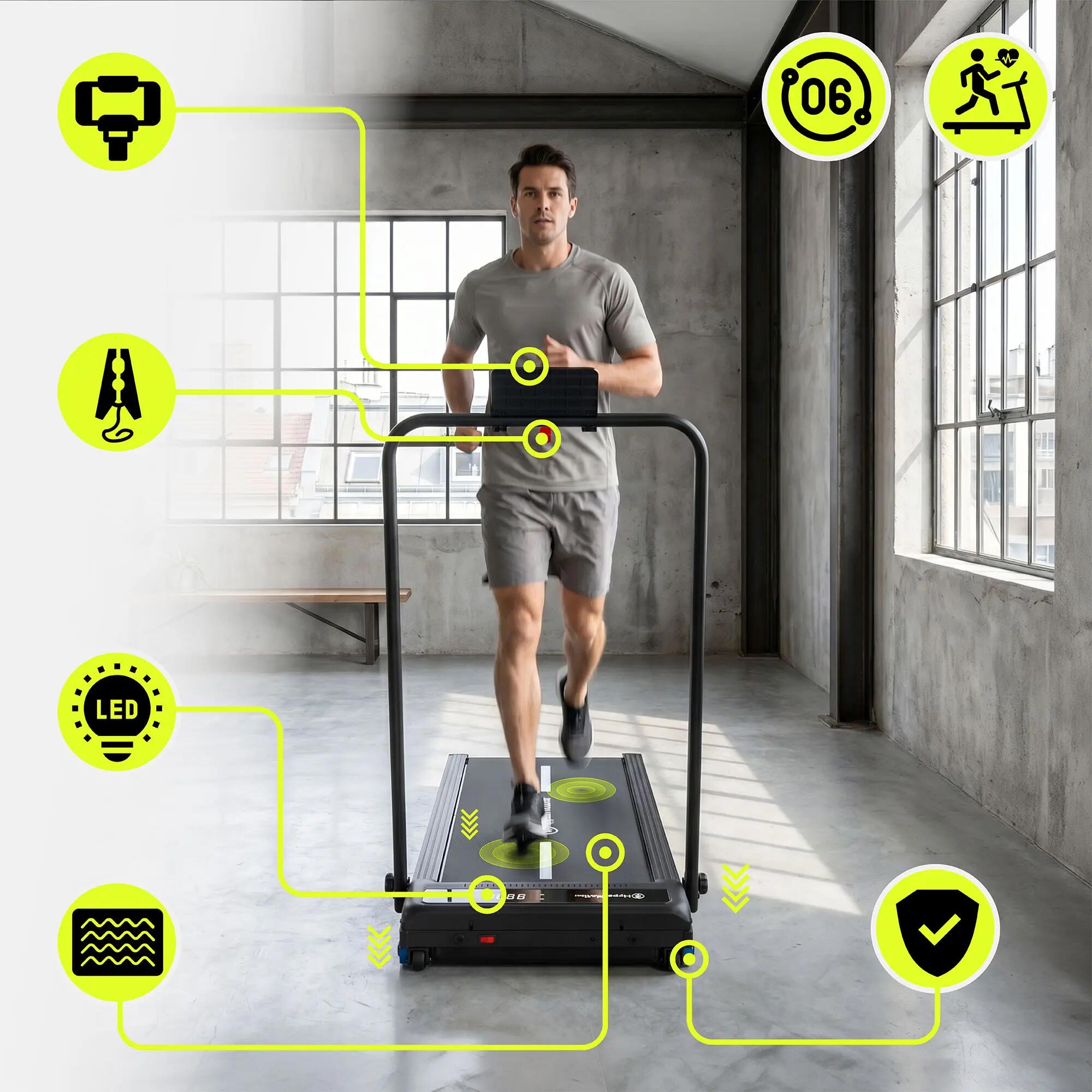 Bieżnia domowa fitness dla dorosłych składana 2 w 1, do 10 km/h, z pilotem 2/15